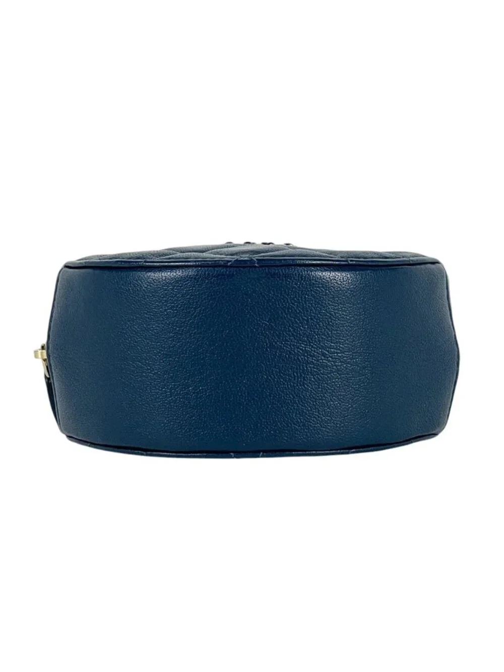 Chanel CC Logo Chain Shoulder Bag Quilted Round Leather Blue